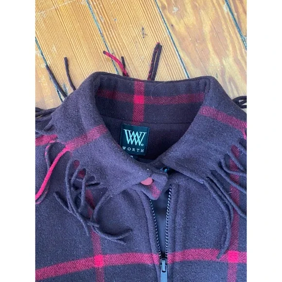 Worth Skirt Suit‎ Size 8  Jacket Skirt Fringe Wool brown Elegant Chic Career - Picture 3 of 8